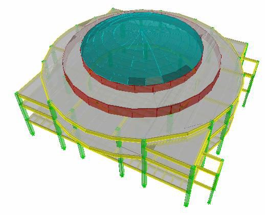 Haqqania Mosque, Akora Khattak, waffle slab dome structural model